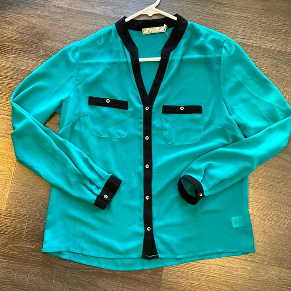 Teal blouse size S‎ - Picture 1 of 5